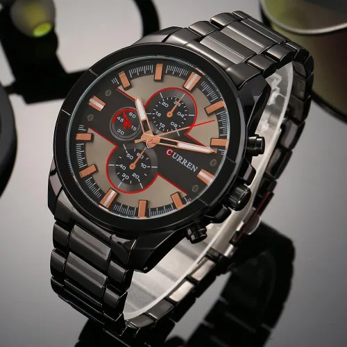 Vista 4 de CURREN Original 8274 - Reloj de pulsera de cuarzo para hombre, resistente al agua, correa de acero inoxidable