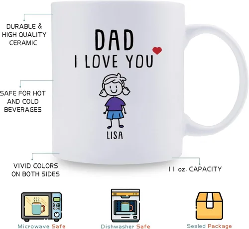 Vista 2 de Regalos personalizados para papá de hija e hijo, taza divertida del día del padre, regalos personalizados para el día del padre, divertida taza
