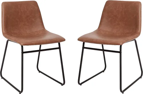 Vista 14 de Flash Furniture Butler LeatherSoft - Juego de 2 sillas de altura para mesa de comedor de 18 pulgadas, estilo moderno de mediados de siglo