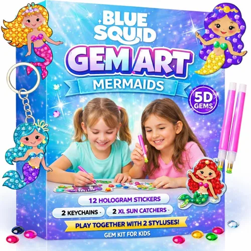 Vista 10 de Blue Squid Kits de arte de diamantes para niños, unicornio y sirena, divertido y fácil, kit de pintura de diamantes 5D para niños, kit de arte