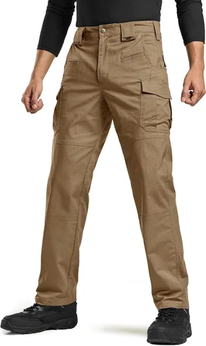 Vista 2 de CQR Men's Flex Stretch Tactical Pants, Water Resistant Ripstop Cargo Pants, Lightweight EDC Outdoor Hiking Work Pants