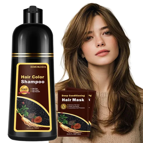 Vista 13 de Champú natural de tinte para el cabello castaño claro, champú de tinte para el cabello 3 en 1, tinte de cabello marrón para hombres y mujeres Marrón