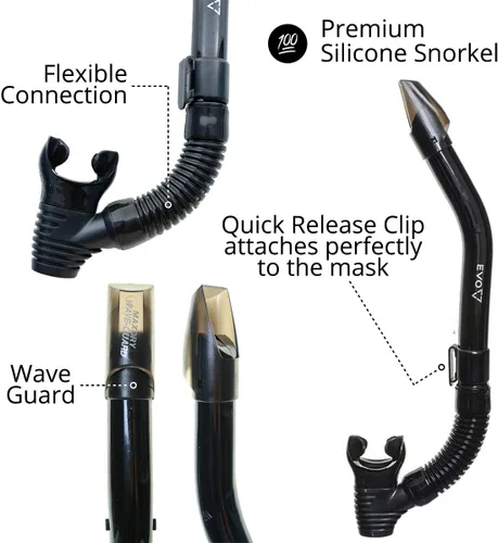 Vista 4 de EVO Hi Definition Máscara y Snorkel Combo - Lente dual - Máscara de esnórquel para adultos - Máscara de buceo y juego de esnórquel para adultos