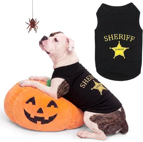 Vista 31 de Camiseta para Perro Parisian Pet - Camiseta Bordada FBI - 100% Algodón, Ropa Transpirable para Perros - Chaleco para Mascotas Sin Mangas - Camisas