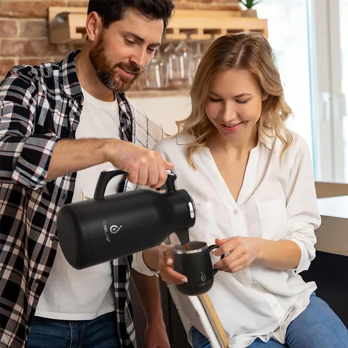 Vista 7 de IDEUS Jarra térmica para café, frasco de acero inoxidable con aislamiento al vacío de doble pared, jarra de agua, servidor de café y dispensador