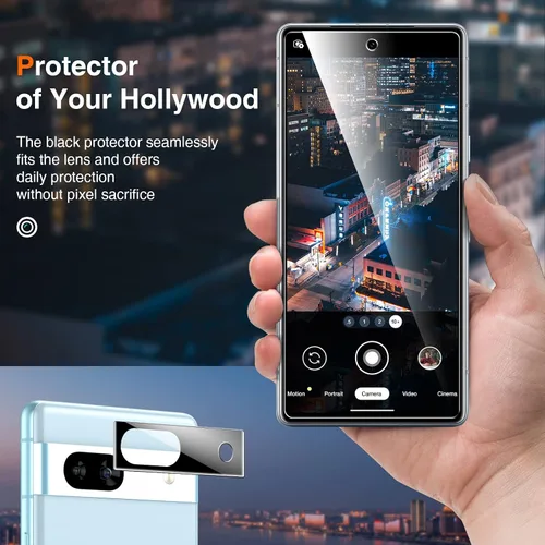 Vista 6 de LK Paquete de 2 protectores de pantalla para Google Pixel 7a con 2 protectores de lente de cámara, protector de pantalla de vidrio templado