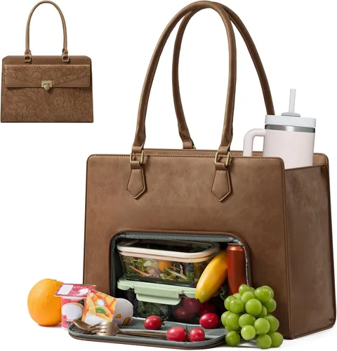 Vista 8 de LOVEVOOK Laptop Tote Bag for Women,Laptop Work Tote Computer Bag Black & Brown