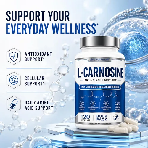Vista 4 de Suplemento de L-Carnosina 500 mg, 120 Cápsulas Vitality