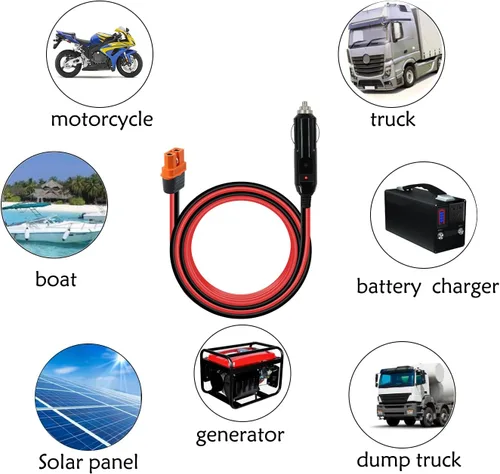 Vista 6 de XT60i - Cable de carga de enchufe para encendedor de cigarrillos, 12 V, macho a XT60i, cable adaptador para panel solar, estación de energía