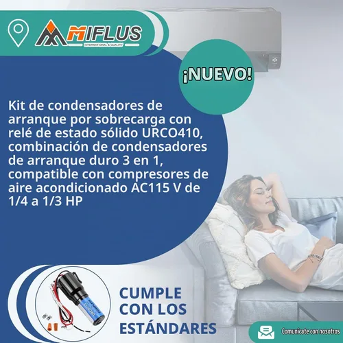 Vista 6 de URCO410 Kit de condensador de arranque duro 3 en 1 para refrigeradores por