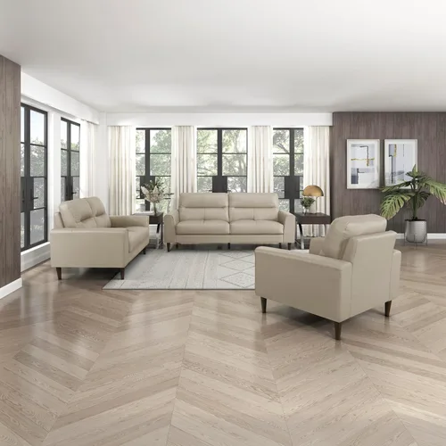 Vista 18 de Lexicon Juego de 2 muebles de sala de estar, juego de sofá de cuero de grano superior, brazo de pista, patas de madera maciza, cómodos sofás que