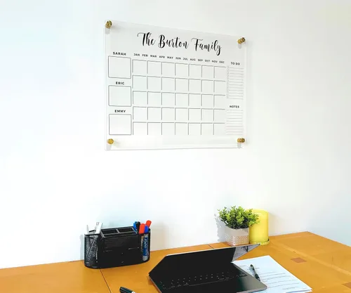 Vista 7 de Calendario de pared acrílico personalizado grande, planificador personalizado 2026, calendario familiar de borrado en seco