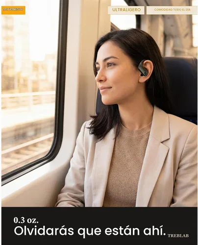Vista 4 de TREBLAB X3 Pro - Auriculares inalámbricos para entrenamiento con ganchos cómodos, Bluetooth 5.3, graves potentes, aislamiento de ruido, 145 horas