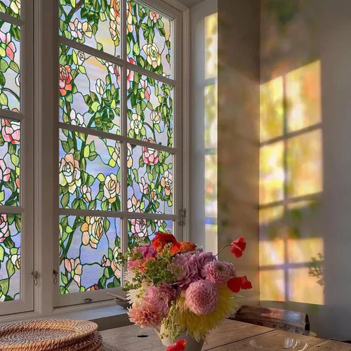 Vista 18 de ADD.HERES - Película de privacidad para ventana, película 3D para ventana, 23.6 x 35.4 pulgadas Rosa Bestia