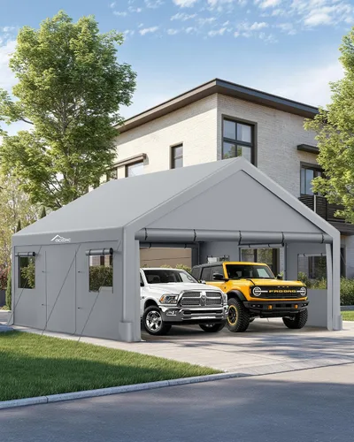 Vista 9 de ACEPIC - Cochera resistente mejorada de 13 x 20 pulgadas, garaje portátil para conducir Features Roll-up Windows & Doors, Portable Garage with UV