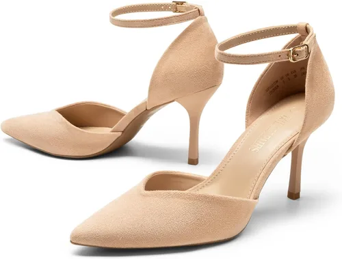 Vista 3 de DREAM PAIRS Zapatos de tacón alto para mujer, con tiras cerradas, correa en el tobillo, puntera puntiaguda, tacón D'Orsay para boda, fiesta, zapatos
