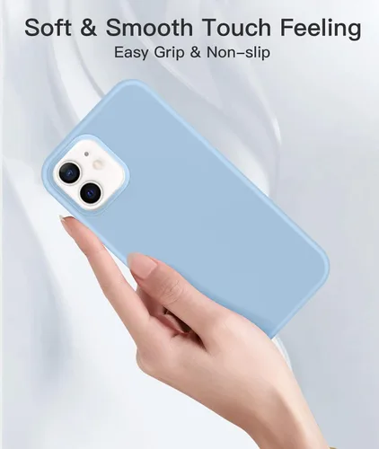 Vista 3 de funda para iPhone 12 y iPhone 12 Pro de 6.1 pulgadas, de silicona líquida con protección de cuerpo completo, con forro de tela de microfibra suave