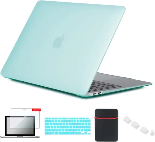 Vista 5 de Pack 5 en 1 de carcasa para MacBook Air, de Se7enline, de plástico duro, tacto suave, con protector de teclado de silicón, protector de pantalla