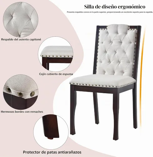 Vista 7 de P PURLOVE - Juego de mesa de comedor de cocina para 6 personas (espresso)