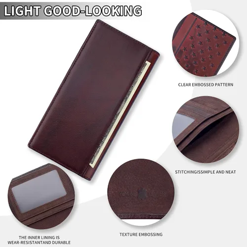 Vista 3 de Billeteras occidentales para hombres, cartera de chequera Rodeo para vaqueros, billetera larga plegable para hombre, tarjetero con bloqueo RFID