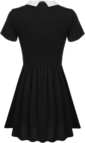 Vista 3 de POGT Womens Halloween Costume Wednesday Addams Costume School Girl Costume Dress