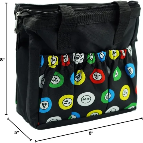 Vista 7 de Yuanhe Bolsas de Bingo Dauber con 6 Bolsillos Bolsa de Transporte Negra para Bingo