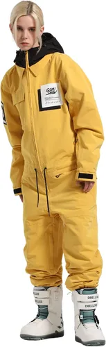 Vista 4 de IMPHUT Traje de esquí de una pieza para mujer, impermeable, resistente al viento, traje de nieve aislado para deportes de nieve