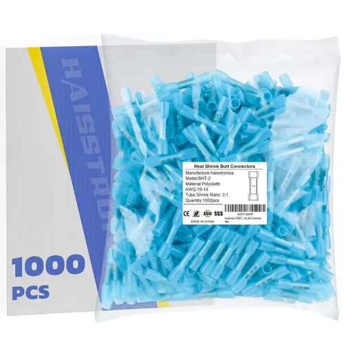 Vista 12 de 250 piezas de conectores de tope termorretráctiles amarillos AWG12-10, conectores de cable termorretráctiles de grado marino haisstronica, cobre