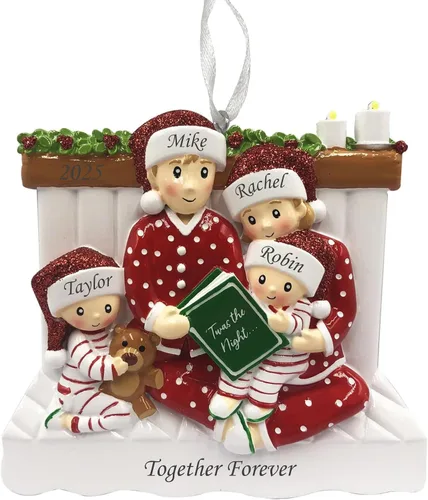 Vista 7 de Adorno de Navidad familiar 2025 – Adorno personalizado para familias – Adorno familiar personalizado – Regalo de recuerdo decorativo para árbol