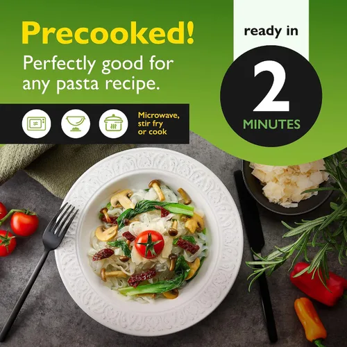 Vista 4 de Fideos konjac Skinny Pasta, 9.52 onzas, 100 % libre de olor, fideos shirataki, alimentos bajos en calorías, pasta saludable para dieta