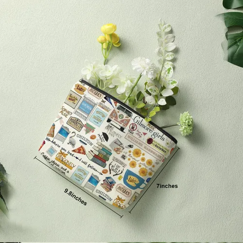 Vista 2 de Decohim Bolsa de maquillaje divertida inspirada en mercancía de programas de televisión, regalo para fanáticos de Lukes