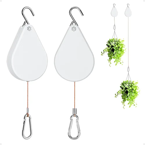 Vista 7 de Sistema Retráctil para Colgar Plantas Kitwinney - Poleas Ajustables para Elevar/Bajar Plantas sin Esfuerzo, Uso Resistente en Interiores