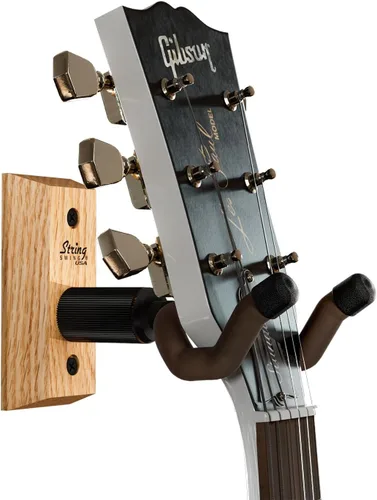Vista 13 de String Swing CC01K-BW Soporte de pared para guitarras acústicas y eléctricas con soporte de pared de nogal negro