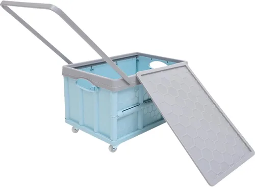 Vista 5 de Contenedores de almacenamiento plegables con tapas, cajas plegables de plástico apilables de 30 L, caja de almacenamiento de plástico apilable Rosa