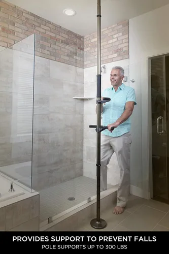Vista 4 de Signature Life Sure Stand Pole and Extension Piece Bundle, poste de transferencia de piso a techo montado en tensión para ancianos, barra