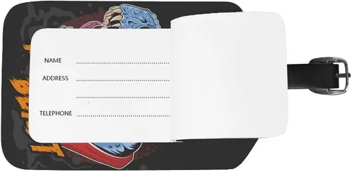 Vista 3 de Etiqueta de equipaje de viaje para guitong, diseño de dinosaurio, T Rex, cabeza de bestia salvaje, etiqueta de mochila, maleta identificador