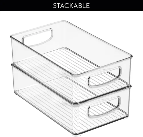 Vista 5 de InterDesign 64330 - Contenedor organizador para despensa, refrigerador, congelador y armario de almacenamiento, 10 x 3 x 6 pulgadas, transparente