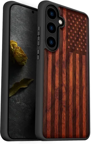 Vista 13 de Carveit Funda de madera para Galaxy S24, brújula vikinga, rosa Viking-Rosy