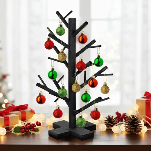 Vista 13 de Árbol de exhibición de adornos navideños de 32 pulgadas, centros de mesa para mesas, soporte para árbol de adornos de mesa, árbol artificial de mesa