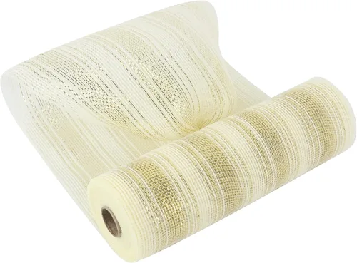 Vista 24 de MEEDEE Cinta de malla dorada de 10 pulgadas de ancho x 30 pies - Rollo de malla metálica decorativa para coronas de árbol de Navidad, guirnalda