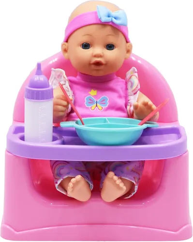 Vista 2 de Dream Collection: Juego de muñecas Feeding Fun con muñeca de bebé de 12 pulgadas, muñecas Gi-Go, juego para niños, a partir de 3 años, multicolor