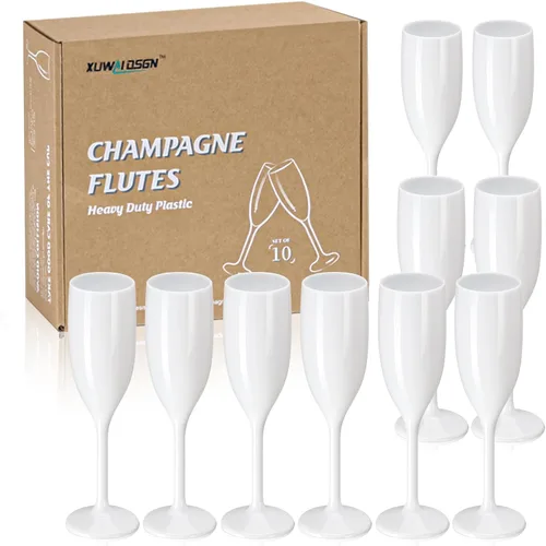 Vista 14 de XUWAIDSGN Copas de champán acrílicas, copas de champán para brindis de boda, copa de champán de plástico, reutilizable, irrompible, para despedida