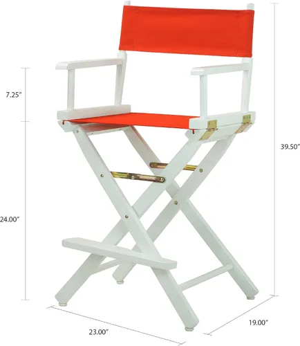 Vista 2 de Casual Home - Silla de director de 24 pulgadas, marco blanco con lienzo rojo, altura de mostrador