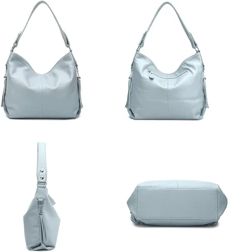 Vista 33 de Moda suave cuero genuino borla mujer bolso señoras hombro mensajero hobo bolso