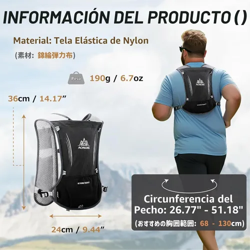 Vista 2 de Azarxis Hydration Running Vest Backpack Pack 5L 5.5L for Women and Men Jogging Trail Race Marathon Cycling Hiking