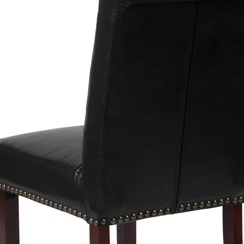 Vista 9 de BizChair Silla Parsons LeatherSoft negra con respaldo enrollado y ribete de uñas