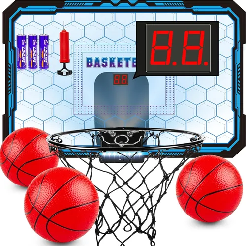Vista 7 de Indoor Basketball Hoop Boys Gifts for Teens Door Room Basketball Hoop Mini Hoop with Scoreboard, 3 Balls and Batteries Basketball Toys for 8 9 10 11