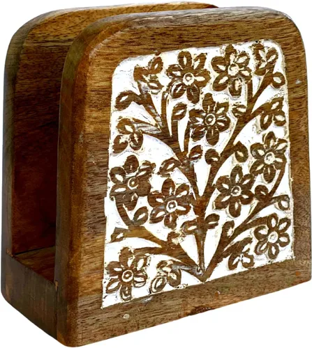 Vista 8 de Mie Creations Servilletero de madera de granja para mesa, Acción de Gracias, decoración de vacaciones de Navidad Madera antigua pesada, rústica
