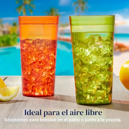 Vista 7 de Café. 16 piezas, resistente a la rotura, 20 oz. Vasos para bebidas con calidad de restaurante, Multicolor