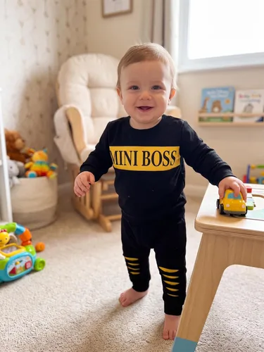 Vista 5 de Conjunto de 2 piezas de sudadera con estampado de letras de manga larga y pantalones para bebé niño Negro